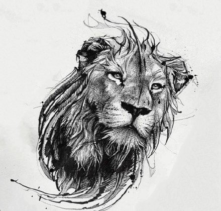 狮子手稿 30款狮子座狮头主题的纹身手稿图片(12/30)