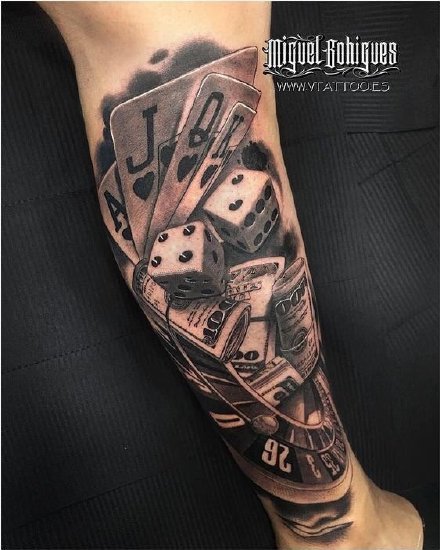 扑克牌纹身 9款扑克牌主题的写实纹身作品图片