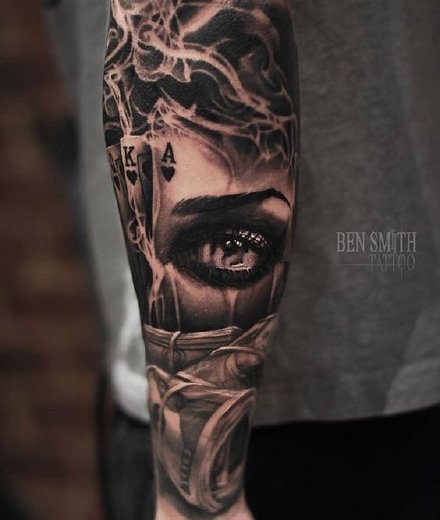 扑克牌纹身 9款扑克牌主题的写实纹身作品图片