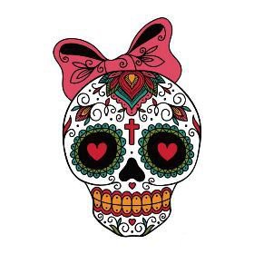 27款小清新的彩色花骷髅纹身手稿素材(23/27)