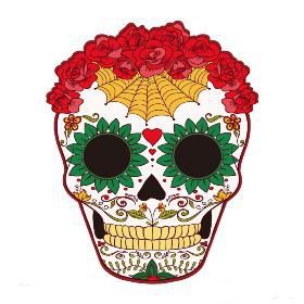 27款小清新的彩色花骷髅纹身手稿素材(21/27)