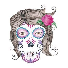 27款小清新的彩色花骷髅纹身手稿素材(19/27)