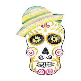 27款小清新的彩色花骷髅纹身手稿素材(18/27)