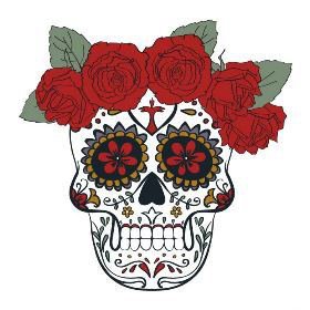 27款小清新的彩色花骷髅纹身手稿素材(17/27)