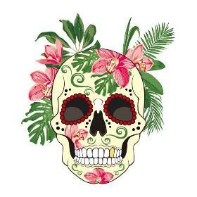 27款小清新的彩色花骷髅纹身手稿素材(16/27)