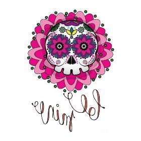 27款小清新的彩色花骷髅纹身手稿素材(3/27)