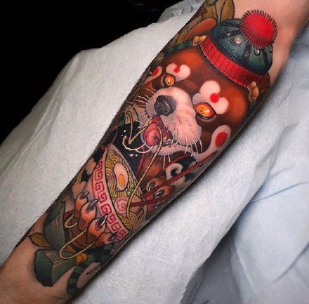 彩色newschool的一组漂亮包臂动物纹身图案