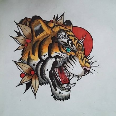 34款各风格的老虎虎头纹身手稿素材图片(34/34)