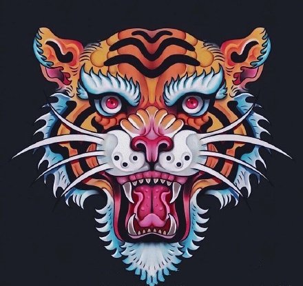 34款各风格的老虎虎头纹身手稿素材图片(26/34)