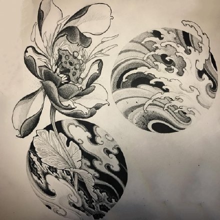 一组浪花主题的纹身手稿图片欣赏(3/9)
