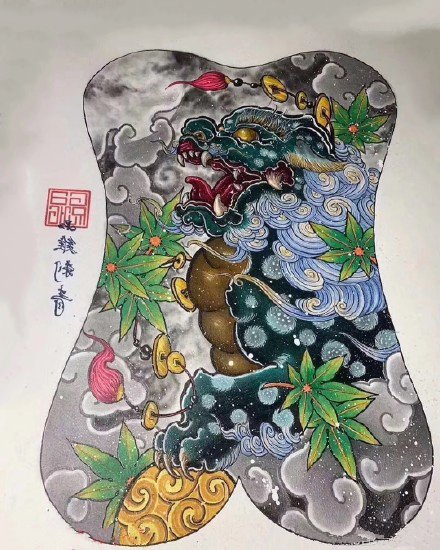 传统的9款满背纹身手稿图片作品(8/9)