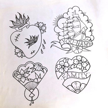 36组school的黑灰纹身手稿线图参考(36/36)