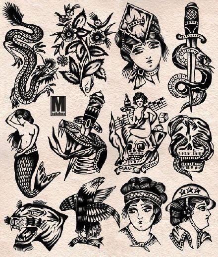 36组school的黑灰纹身手稿线图参考(16/36)