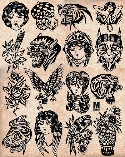 36组school的黑灰纹身手稿线图参考(15/36)