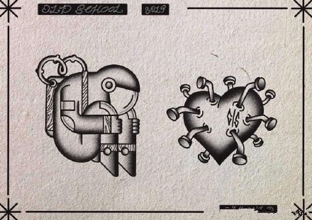 36组school的黑灰纹身手稿线图参考(10/36)