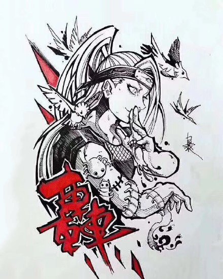 26款火影忍者的人物角色纹身手稿设计图片(3/26)