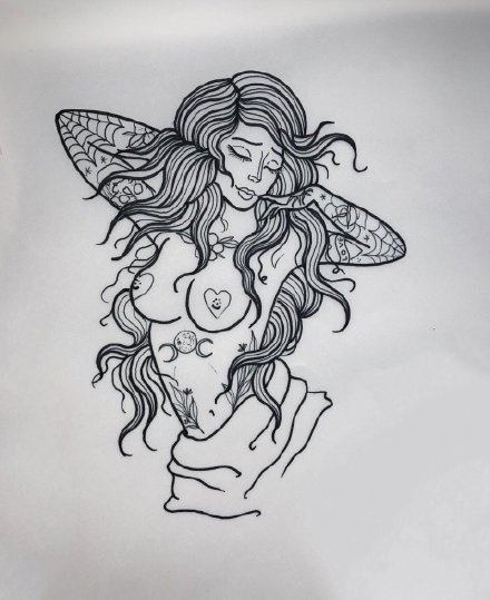 33款女郎主题的纹身线稿手稿图片(28/33)