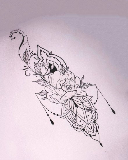 一组适合女生的小清新几何繁花等纹身素材图片(4/9)