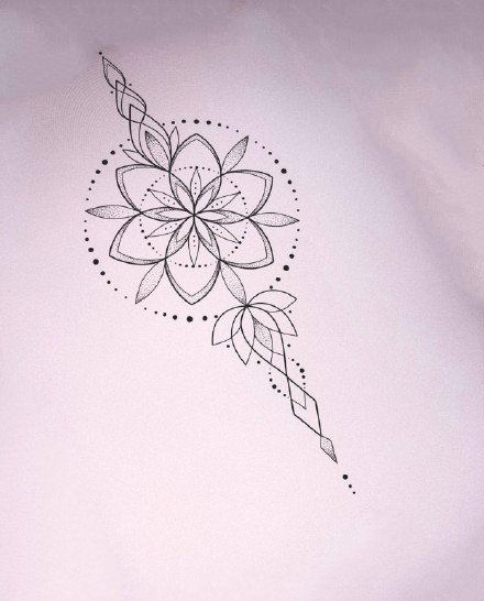 一组适合女生的小清新几何繁花等纹身素材图片(3/9)