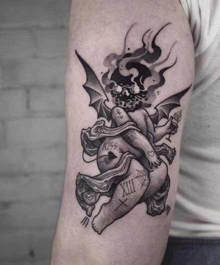 暗黑丘比特纹身 堕落暗黑的9款丘比特纹身作品