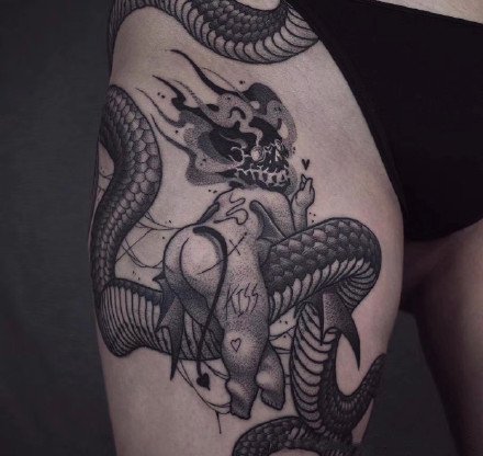 暗黑丘比特纹身 堕落暗黑的9款丘比特纹身作品