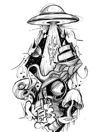 33款创意的插画黑图纹身手稿图片(28/33)