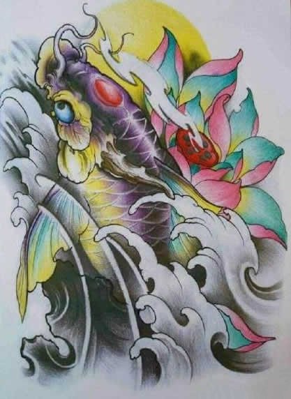 35款鲤鱼主题的纹身手稿图片素材赏析(31/35)