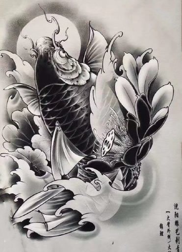 35款鲤鱼主题的纹身手稿图片素材赏析(27/35)
