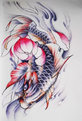 35款鲤鱼主题的纹身手稿图片素材赏析(22/35)