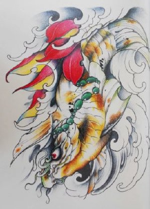 35款鲤鱼主题的纹身手稿图片素材赏析(23/35)