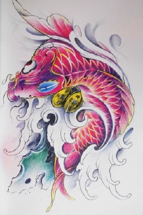 35款鲤鱼主题的纹身手稿图片素材赏析(21/35)