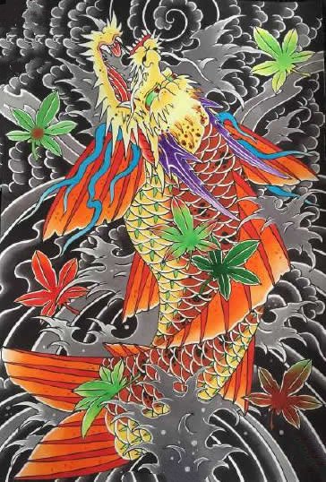 35款鲤鱼主题的纹身手稿图片素材赏析(18/35)