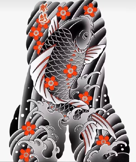 35款鲤鱼主题的纹身手稿图片素材赏析(10/35)