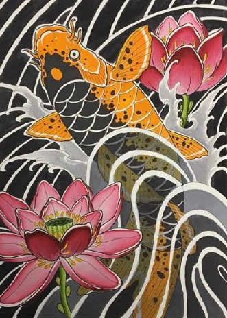 35款鲤鱼主题的纹身手稿图片素材赏析(6/35)