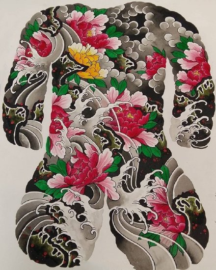 花开富贵的9款传统牡丹花主题纹身手稿图片(8/9)