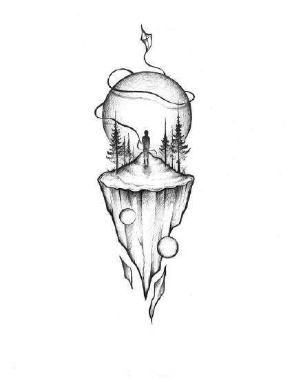 适合小臂的9款几何风景纹身手稿图片(9/9)