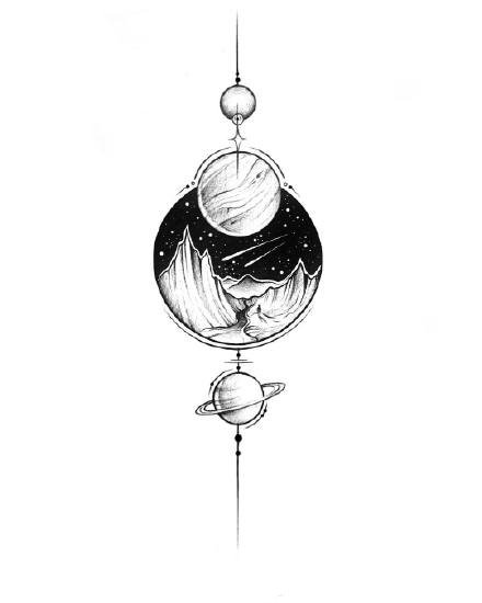 适合小臂的9款几何风景纹身手稿图片(8/9)