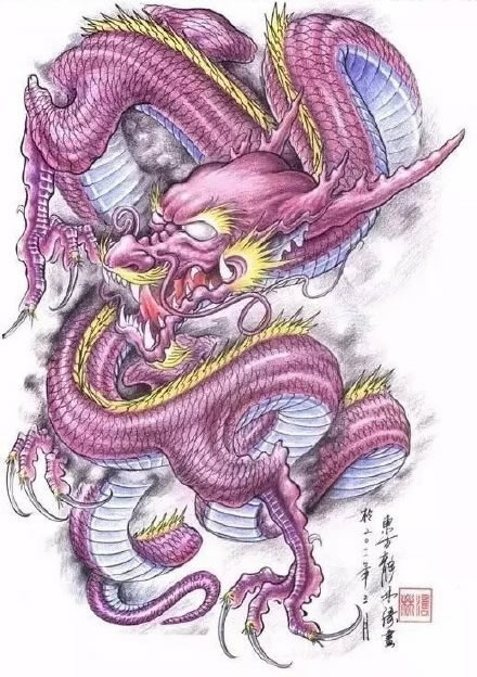 老传统龙主题的9款半甲纹身手稿图片(6/9)