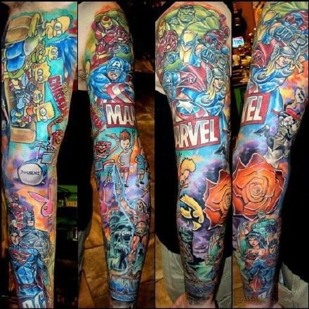 漫画主题的9款大花臂纹身作品