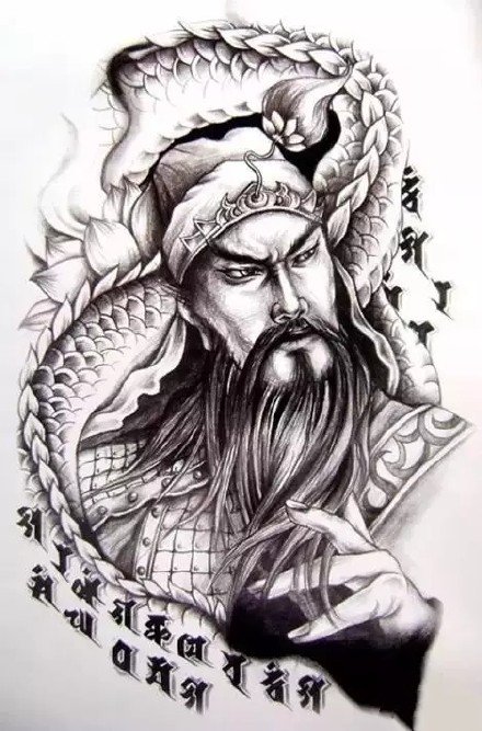 关羽主题的传统关公纹身手稿图片(8/9)