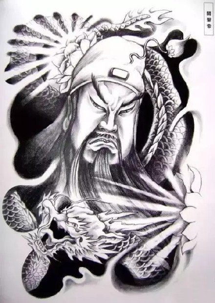 关羽主题的传统关公纹身手稿图片(5/9)