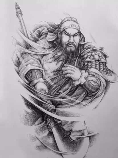 关羽主题的传统关公纹身手稿图片(2/9)