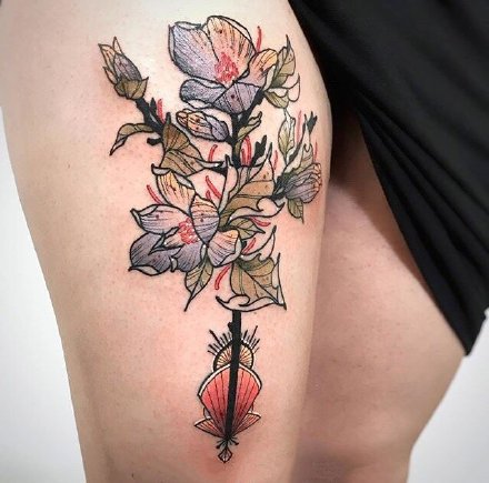 复古的配色9款欧美风彩色纹身作品图