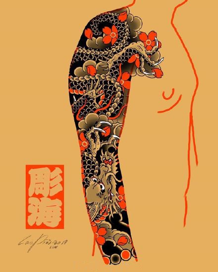 老传统花臂的一组纹身效果图参考(7/9)