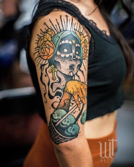 肩头部位的很有设计感的9款纹身作品