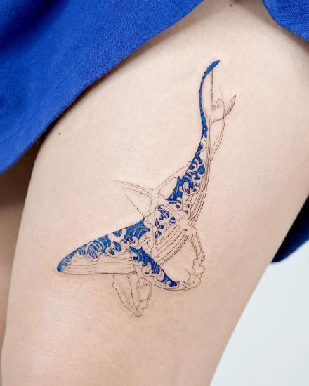 小可爱的一组鲸鱼纹身图片作品