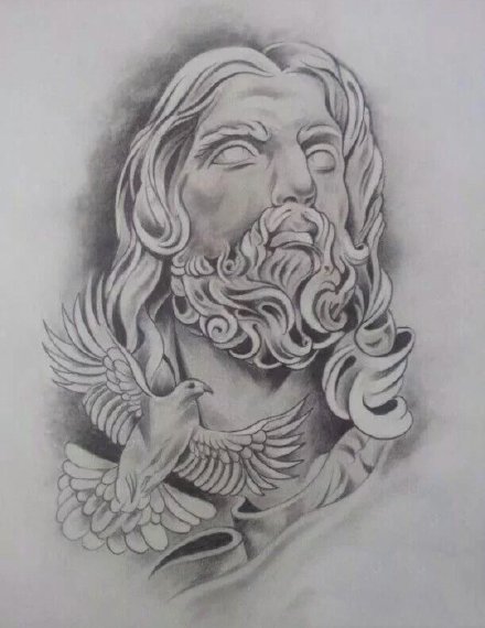 31款耶稣主题的纹身手稿素材图片赏析(15/31)