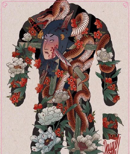 35款传统的大满背纹身手稿效果图赏析(33/35)