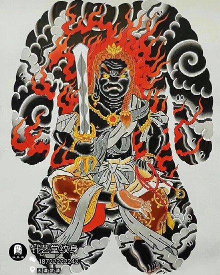 35款传统的大满背纹身手稿效果图赏析(29/35)