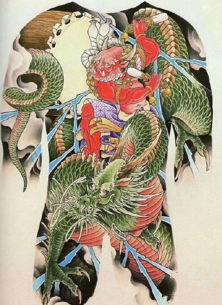 35款传统的大满背纹身手稿效果图赏析(28/35)